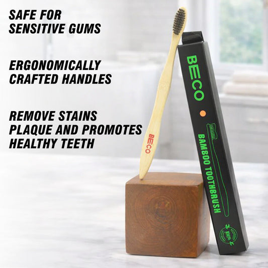 Bamboo Toothbrush with Activated Charcoal Bristles, Single